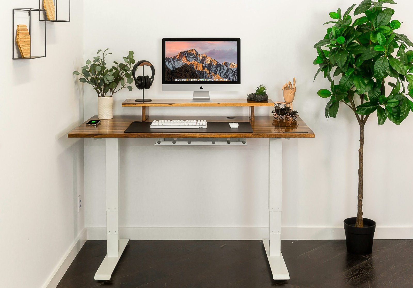 standing desk converter small space on compact home office desk
